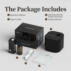 Product packaging with diffuser and oil