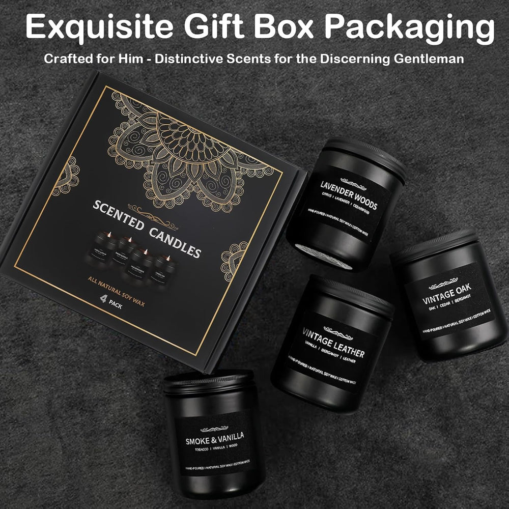 Masculine black cylindrical candle jar
