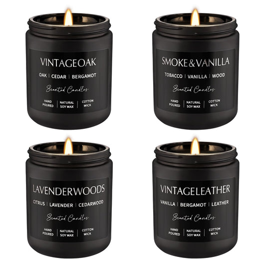 Gift set packaging box with four 7oz soy candles