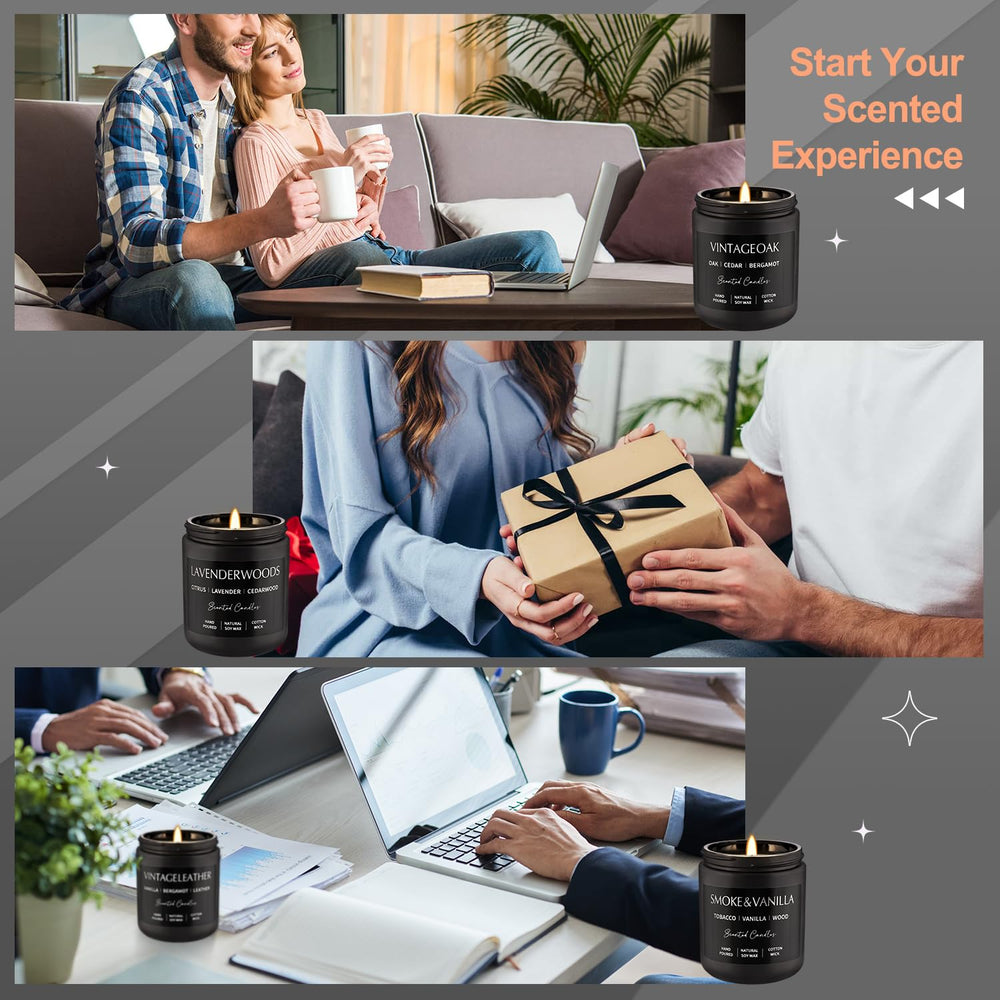 All four candles in a gift-ready black box for gifting