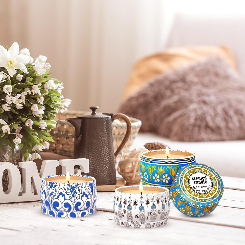 Reusable decorative metal tins after candles burn
