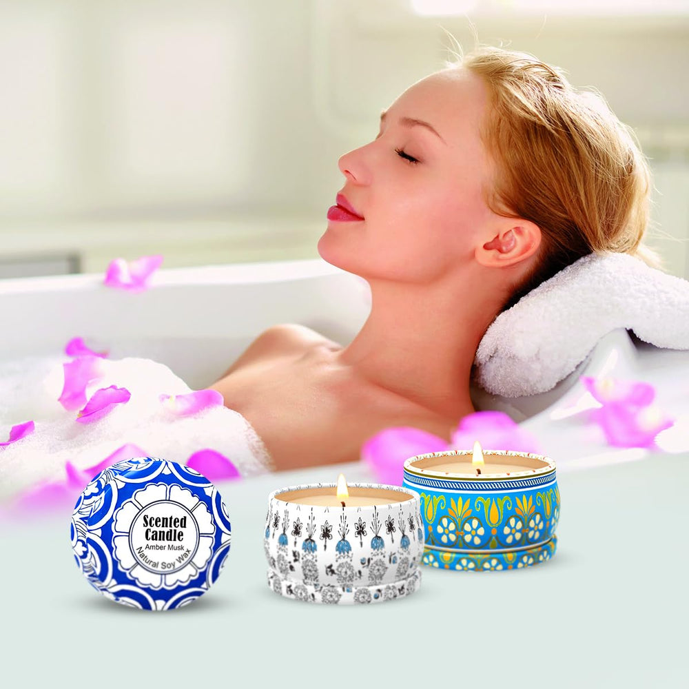 Lavender scented candle travel tin