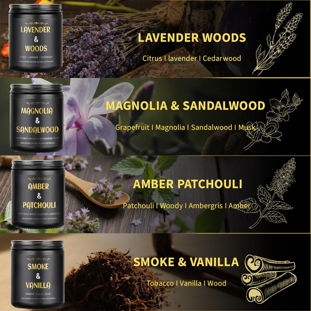 Lavender Wood candle close-up in men's aromatherapy set