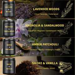 Lavender Wood candle close-up in men's aromatherapy set