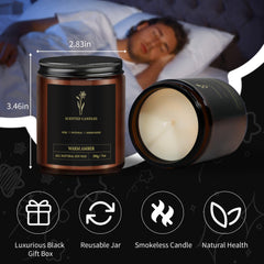 Close-up of candle wick and soy wax in a masculine candle