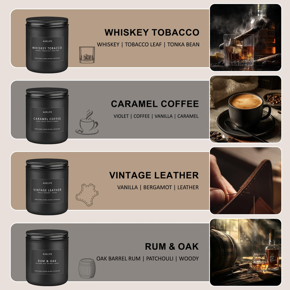 Coffee and tobacco scented candle from the 4-pack set