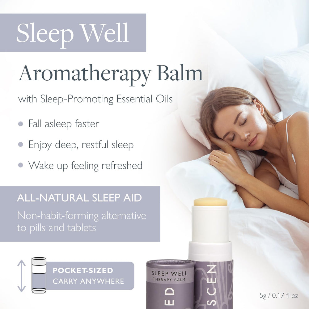 Close-up of Sleep Well Balm roll-on with lavender and chamomile
