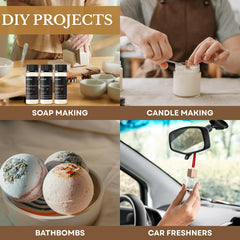 DIY ideas for candles, soaps, and crafts using Scentia Fall Oils.