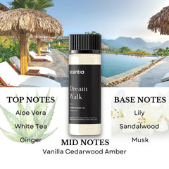 Close-up of diffuser oil bottle label and wooden cap