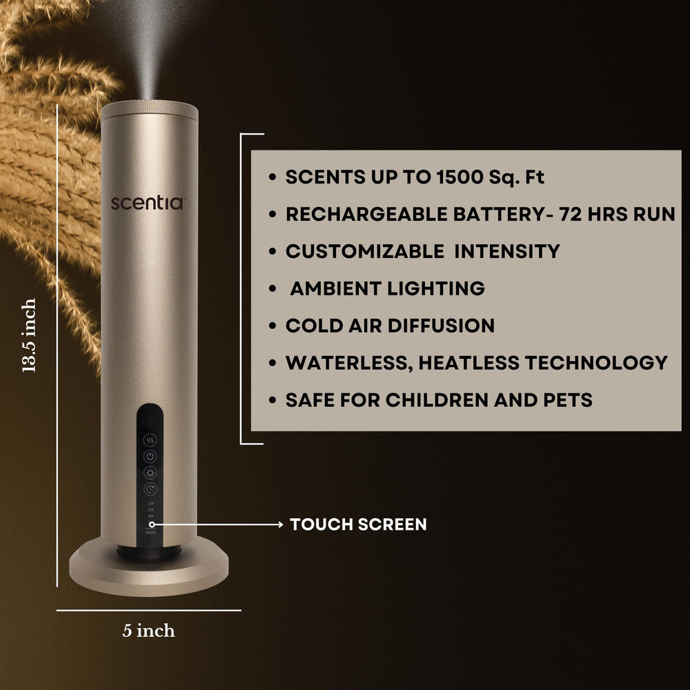 Scentia Max diffuser in gold – side profile