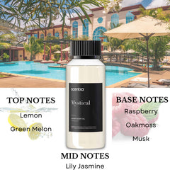 Mystical diffuser oil bottle with Wynn-inspired packaging and cap
