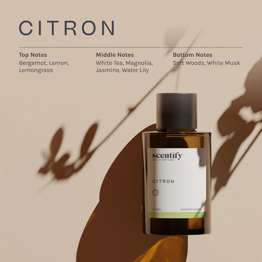 Amber glass bottle labeled Citron diffuser oil 100ml