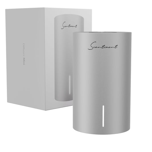 Front view of Scentiment Mini V2 LE diffuser in silver