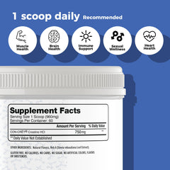 Serving scoop with micro-dosed creatine powder