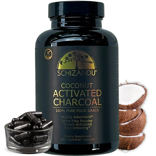 Schizandu Activated Coconut Charcoal Capsules bottle front view