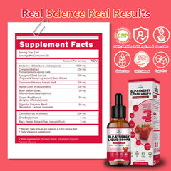 Close-up of GLP-1 Drops bottle label with ingredients