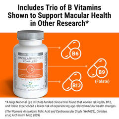 ScienceBased Health MacularProtect Complete bottle with water showing easy daily intake.