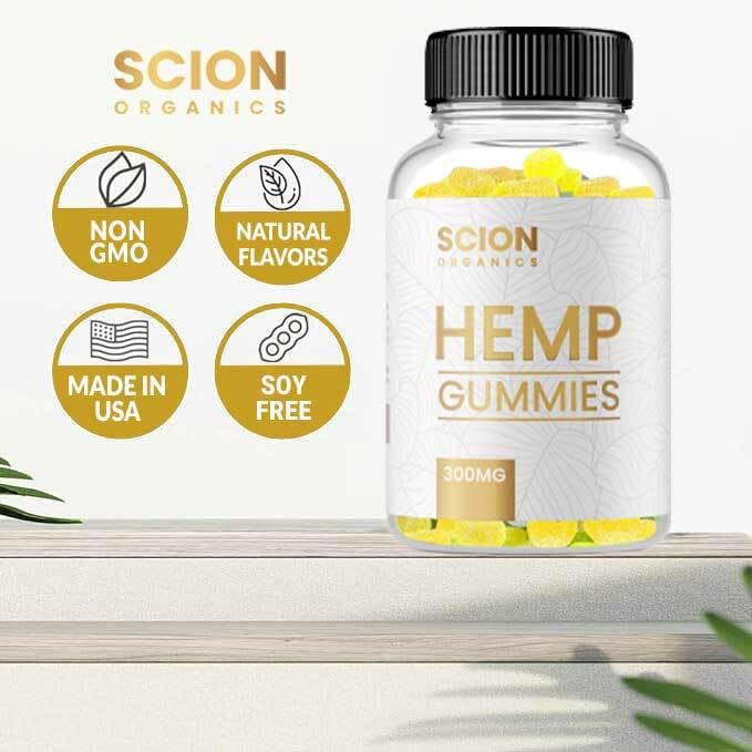 Boxed Scion Organics Hemp Gummies on display