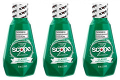 Scope Mouthwash Classic Original Mint 1.2 Oz Travel Size Pack of 3 - bottle and packaging