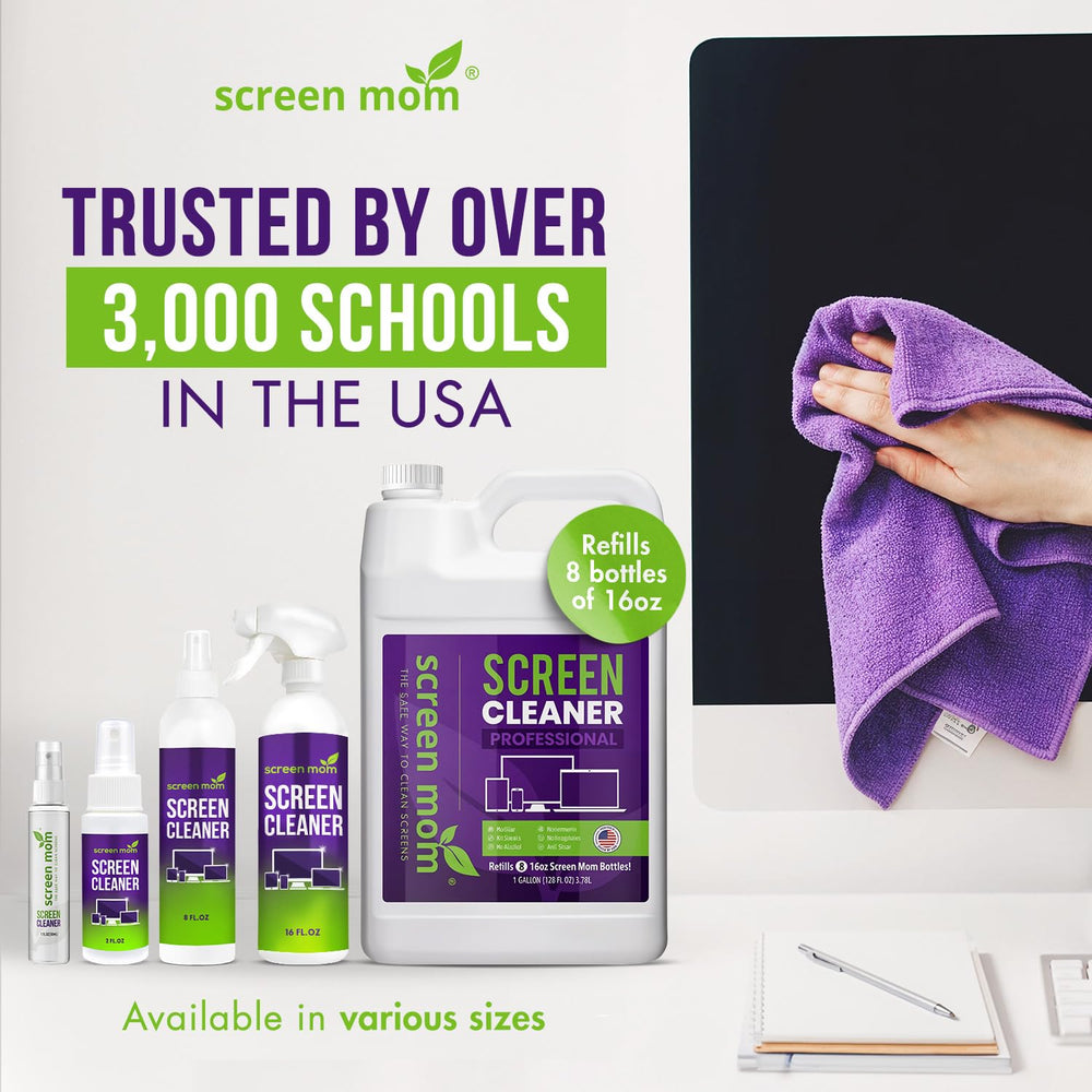 Screen cleaning kit concept with cloths and spray