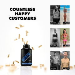 Sculpt Nation Burn PM bottle with glass of water for a simple bedtime routine