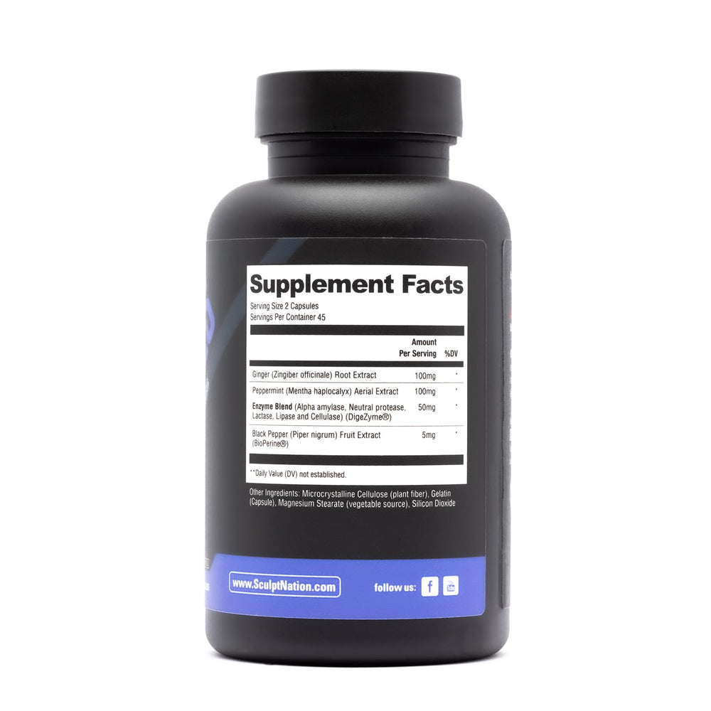 Gluten-free Sculpt Nation digestive enzymes bottle