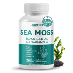 Sea Moss 16-in-1 formula with black seed oil, ashwagandha, and ginger