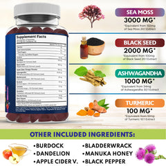 Illustration of the 10-in-1 Sea Moss Gummies ingredients blend
