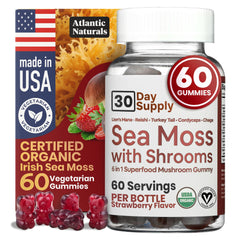 Bottle of Sea Moss Gummies with Lions Mane 60 count