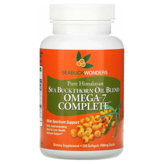 SeabuckWonders Organic Sea Buckthorn Oil Softgels bottle, 120-count, 1000mg per serving