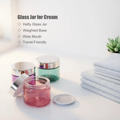 Seafulee turquoise-lid 2oz jar offers clear glass to view product color.