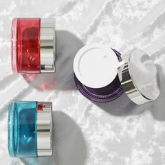 Seafulee pink glass jar with lid for creams on the go