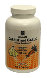 Seagate Carrot and Garlic 500mg capsules – front view with packaging
