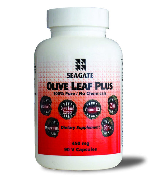 Seagate Olive Leaf Plus 450mg 90 V-Caps bottle