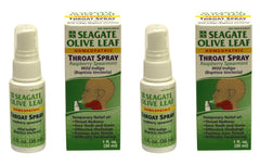 Seagate Olive Leaf Throat Spray 2-pack, 1 oz bottles with Raspberry-Spearmint flavor
