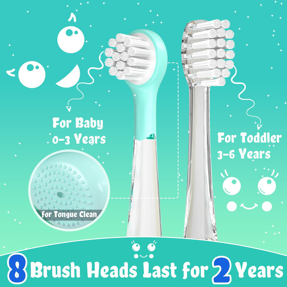 Eight replacement heads for SEAGO kids toothbrush