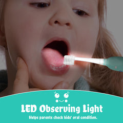 SEAGO kids electric toothbrush package with 8 heads in blue