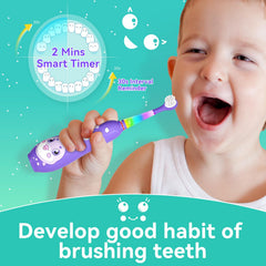 Small brush head for ages 0-3 with tongue cleaner and soft bristles