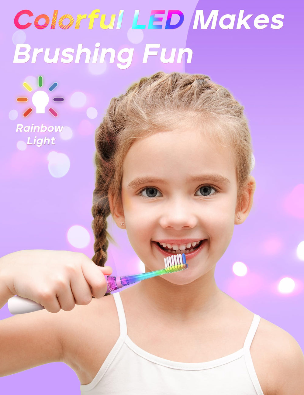 SEAGO SG-977 kids electric toothbrush purple back view