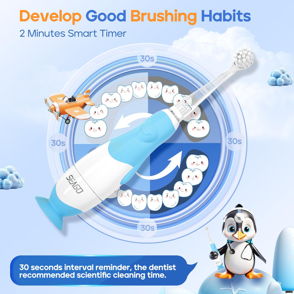 Soft LED indicator light on the toothbrush