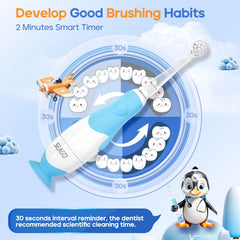 Soft LED indicator light on the toothbrush