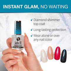 Seche FX Diamond Top Coat blue light-dispersion captures dynamic sparkle