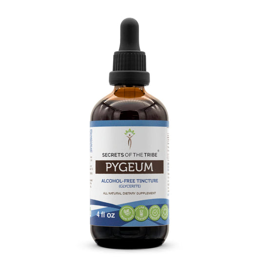 Front view of Secrets of the Tribe Pygeum Tincture bottle 4 oz