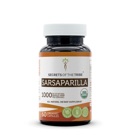 Bottle of Secrets of the Tribe Sarsaparilla 60 capsules