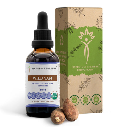 Secrets of the Tribe Wild Yam bottle label with USDA Organic logo