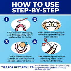 Waterproof denture adhesive strips resisting moisture