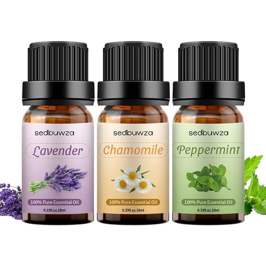Sedbuwza 3 Pack Lavender Peppermint Chamomile Essential Oils – pack image 1