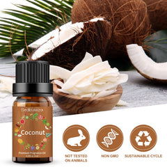 Amber glass bottle of coconut fragrance oil with dropper cap