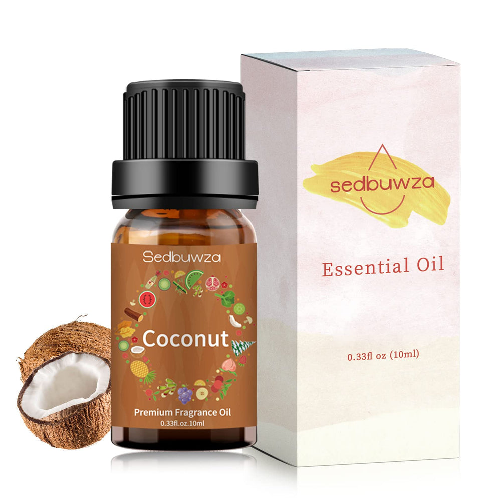 Label detail on Sedbuwza Coconut Essential Oil bottle