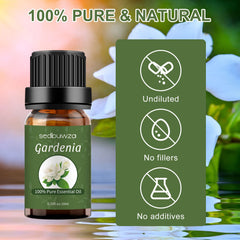 Close-up of Sedbuwza Gardenia essential oil bottle